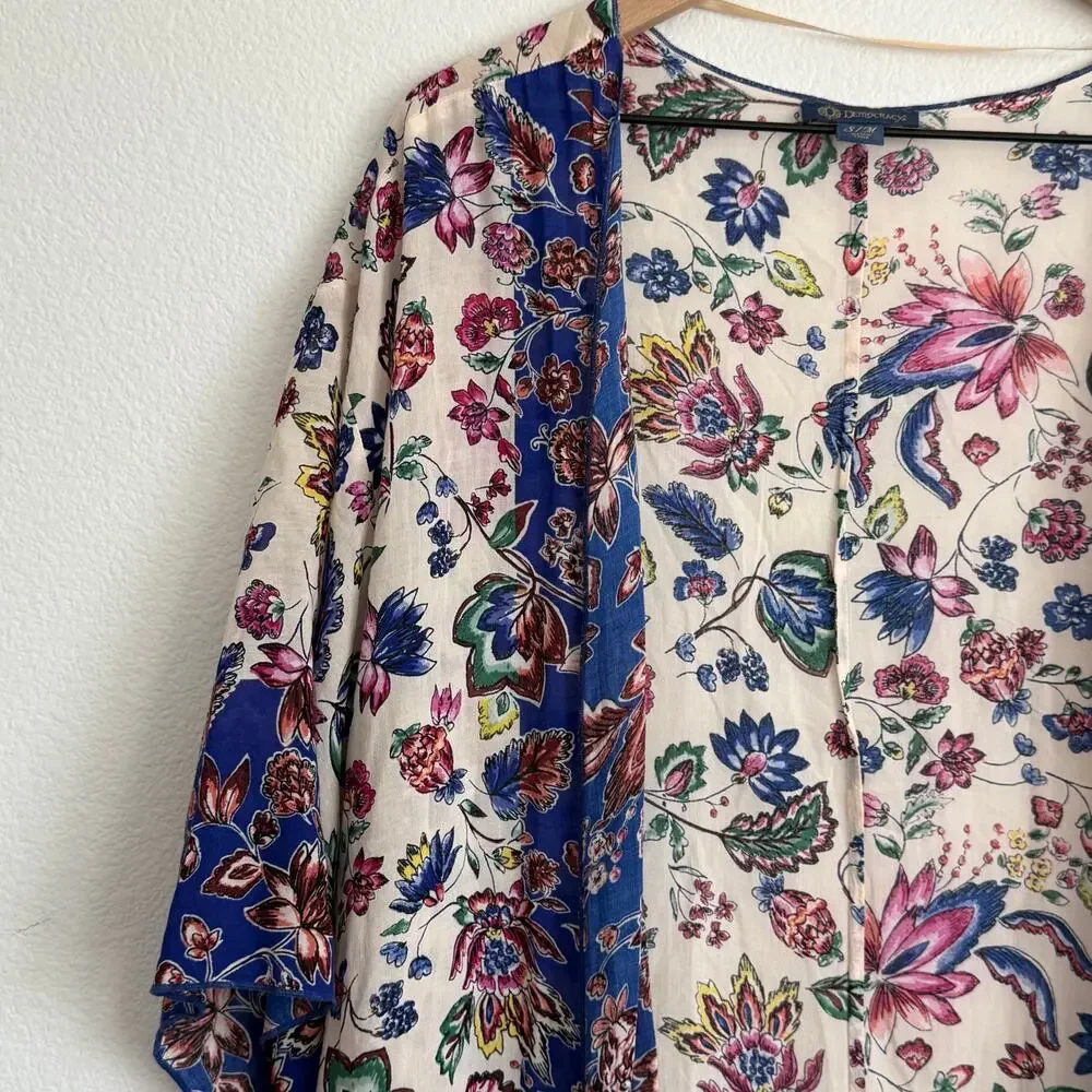 Democracy Floral Kimono Lightweight Vibrant Boho Festival Coastal Artistic S/M - Picture 3 of 7